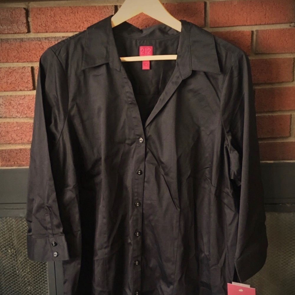 212 Black 1X Fitted dress shirt
